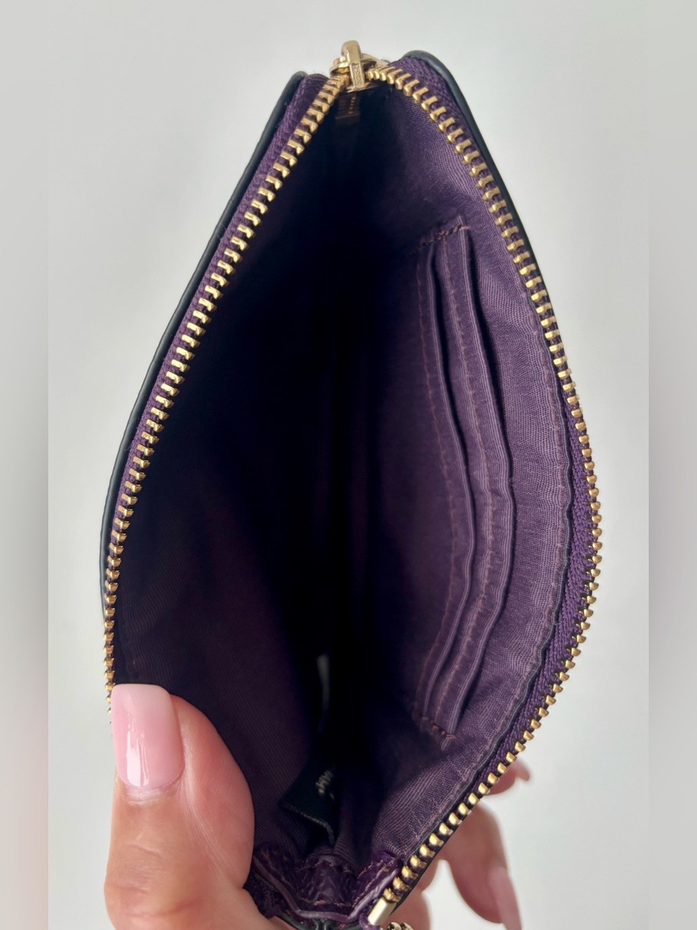COACH Purple Pebbled Leather Wristlet - Picture 4 of 5